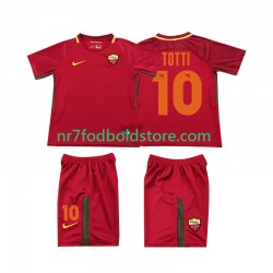 AS Roma Trøje Totti 10 2017-2018 Retro Børn Hjemmebane Fodboldsæt Kortærmet