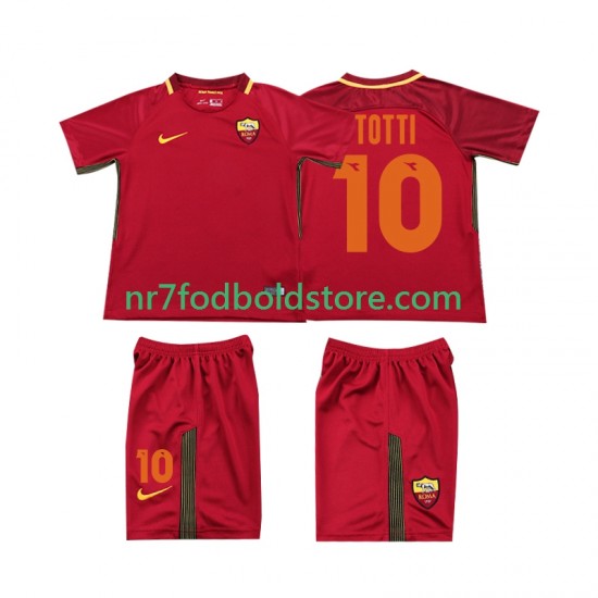 AS Roma Trøje Totti 10 2017-2018 Retro Børn Hjemmebane Fodboldsæt Kortærmet