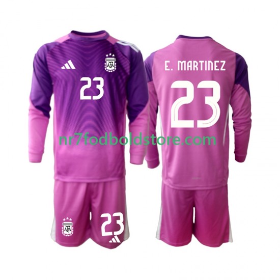Argentina Trøje Emiliano Martinez 23 Målmand Børn Hjemmebane Fodboldsæt 2025 Langærmet