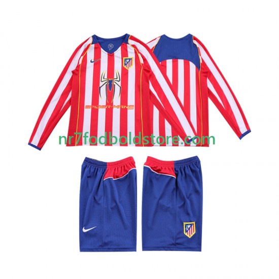 Atlético Madrid Trøje 2005 Retro Børn Hjemmebane Fodboldsæt 2004 Langærmet