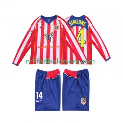 Atlético Madrid Trøje SIMEONE 14 2005 Retro Børn Hjemmebane Fodboldsæt 2004 Langærmet