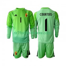 Belgien Trøje Thibaut Courtoi 1 Målmand Børn Hjemmebane Fodboldsæt 2025 Langærmet