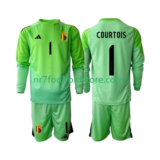 Belgien Trøje Thibaut Courtoi 1 Målmand Børn Hjemmebane Fodboldsæt 2025 Langærmet