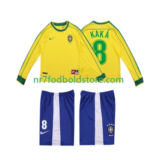 Brasilien Trøje KAKA 8 Retro Børn Hjemmebane Fodboldsæt 1998 Langærmet