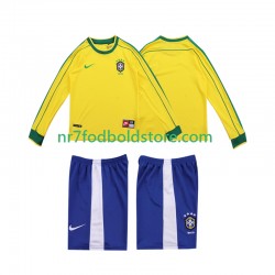 Brasilien Trøje Retro Børn Hjemmebane Fodboldsæt 1998 Langærmet