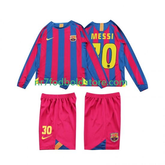 FC Barcelona Trøje Lionel Messi 10 2005 Retro Børn Hjemmebane Fodboldsæt 2006 Langærmet