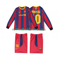 FC Barcelona Trøje Lionel Messi 10 Retro Børn Hjemmebane Fodboldsæt 2011 2010 Langærmet