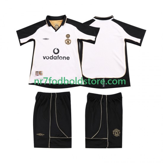 Manchester United Anniversary Football Shirt 2001 Børn Udebane Fodboldsæt 2002 Kortærmet