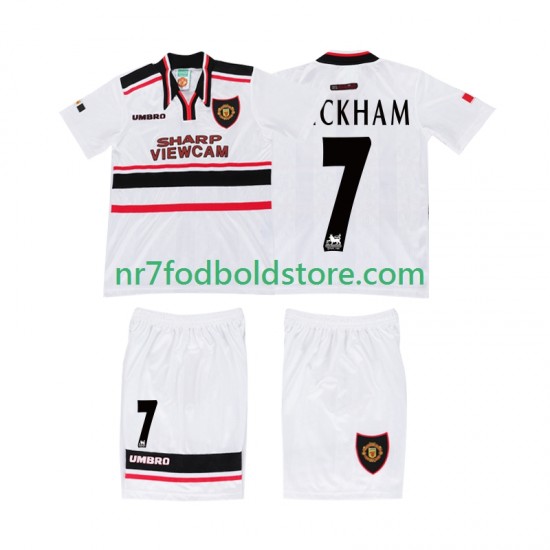 Manchester United Trøje BECKHAM 7 Retro Børn Udebane Fodboldsæt 1998 Kortærmet