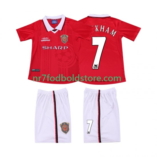 Manchester United Trøje BECKHAM 7 2000 Retro Børn Hjemmebane Fodboldsæt 1999 Kortærmet