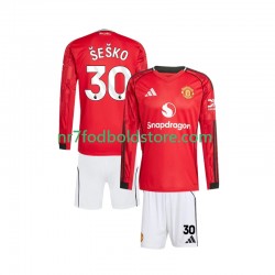 Manchester United Trøje Benjamin Sesko 30 Børn Hjemmebane Fodboldsæt 2025-2026 Langærmet
