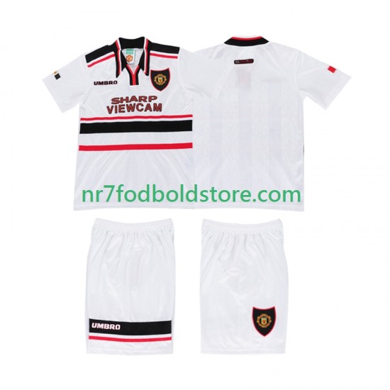 Manchester United Trøje Retro Børn Udebane Fodboldsæt 1998 Kortærmet