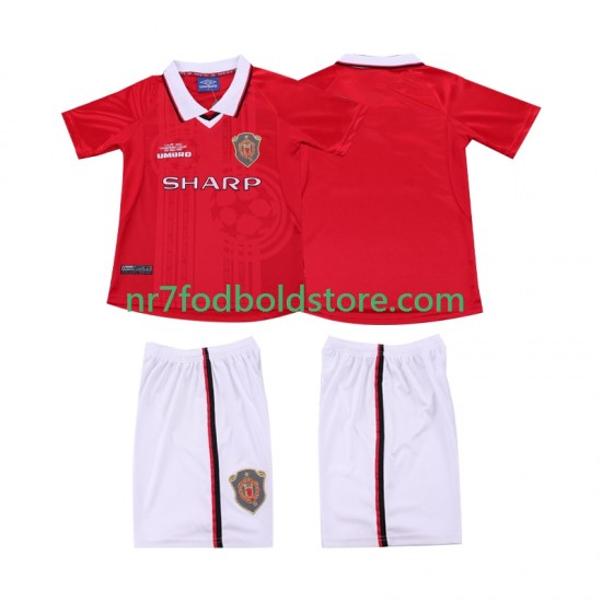 Manchester United Trøje 2000 Retro Børn Hjemmebane Fodboldsæt 1999 Kortærmet