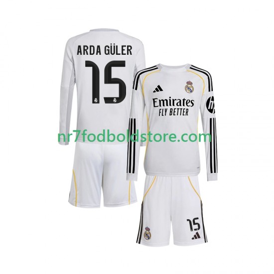 Real Madrid Trøje Arda Guler 15 Børn Hjemmebane Fodboldsæt 2025-2026 Langærmet