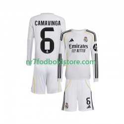 Real Madrid Trøje Camavinga 6 Børn Hjemmebane Fodboldsæt 2025-2026 Langærmet