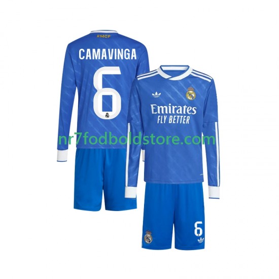 Real Madrid Trøje Camavinga 6 Børn 3. Valg Fodboldsæt 2025-2026 Langærmet
