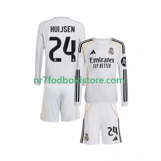 Real Madrid Trøje Huijsen 24 Børn Hjemmebane Fodboldsæt 2025-2026 Langærmet