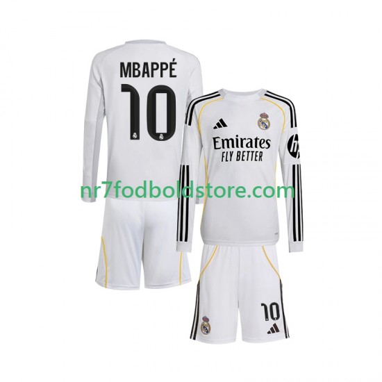 Real Madrid Trøje Mbappé Kylian 10 Børn Hjemmebane Fodboldsæt 2025-2026 Langærmet