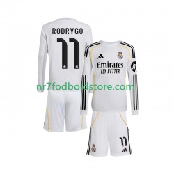 Real Madrid Trøje Rodrygo 11 Børn Hjemmebane Fodboldsæt 2025-2026 Langærmet