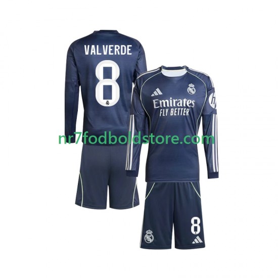 Real Madrid Trøje Valverde 8 Børn Udebane Fodboldsæt 2025-2026 Langærmet