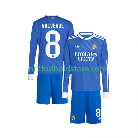 Real Madrid Trøje Valverde 8 Børn 3. Valg Fodboldsæt 2025-2026 Langærmet