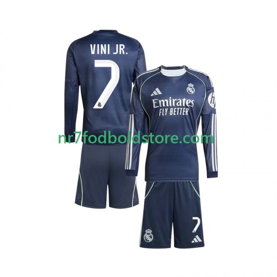 Real Madrid Trøje Vinicius Junior 7 Børn Udebane Fodboldsæt 2025-2026 Langærmet