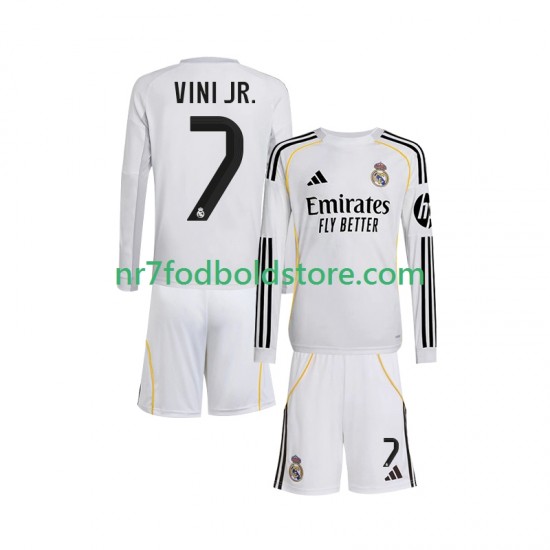 Real Madrid Trøje Vinicius Junior 7 Børn Hjemmebane Fodboldsæt 2025-2026 Langærmet