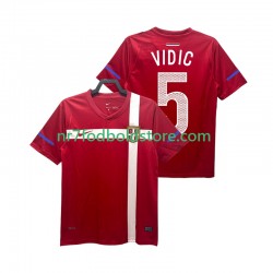 Serbien Trøje VIDIC 5 Retro Mænd Hjemmebane Fodboldsæt 2010 Kortærmet
