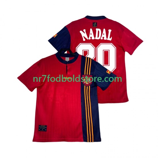 Spanien Trøje NADAL 20 1996 Retro Mænd Hjemmebane Fodboldsæt Kortærmet