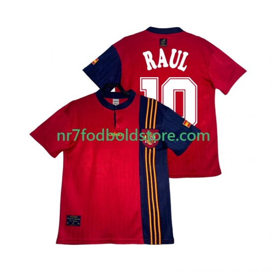 Spanien Trøje RAUL 10 1996 Retro Mænd Hjemmebane Fodboldsæt Kortærmet