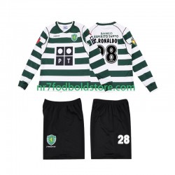 Sporting CP Trøje Cristiano Ronaldo 28 2001 2003 Retro Børn Hjemmebane Fodboldsæt Langærmet