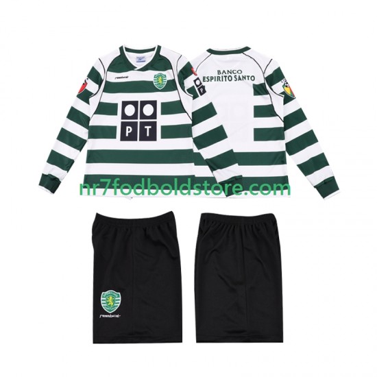 Sporting CP Trøje 2001 2003 Retro Børn Hjemmebane Fodboldsæt Langærmet